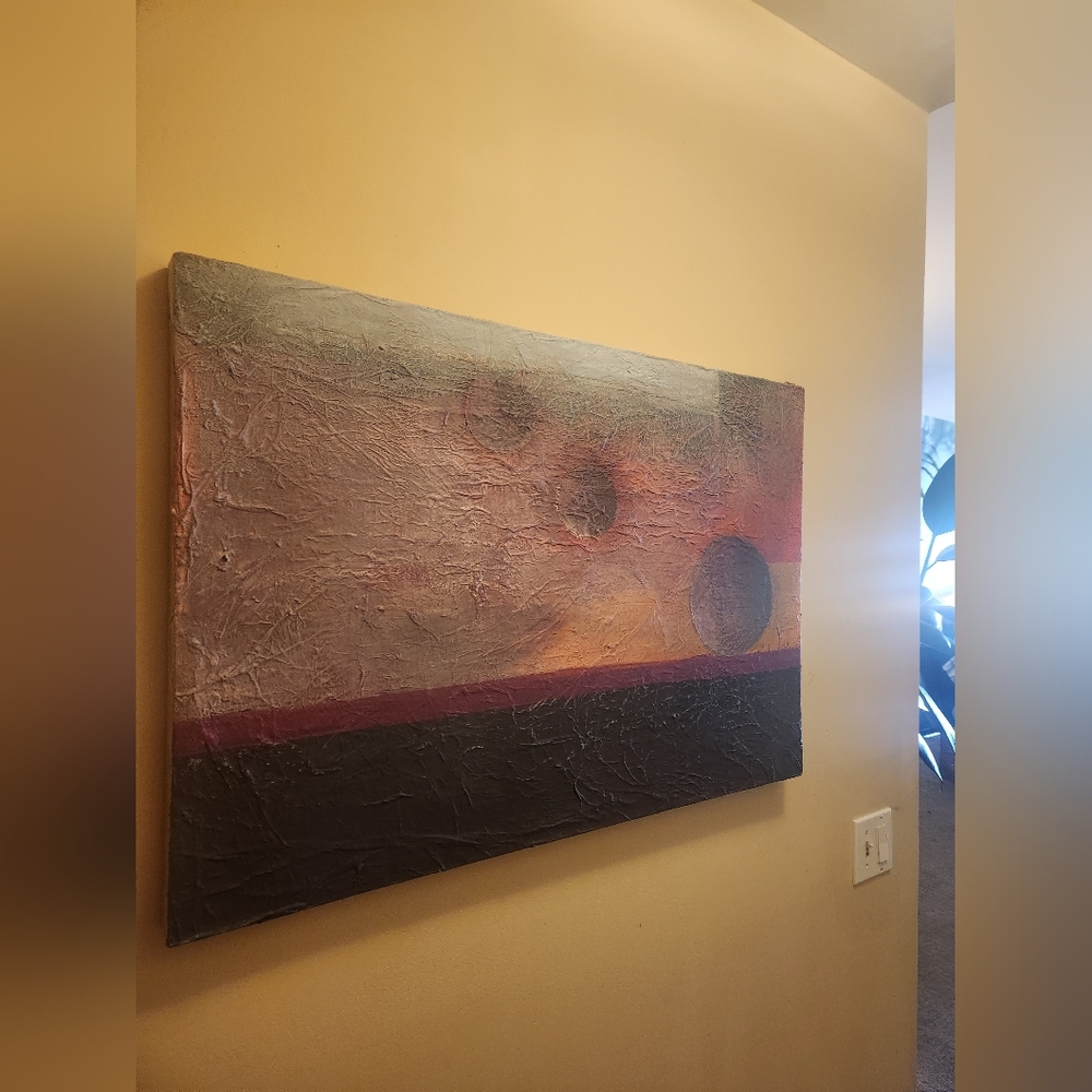 Abstract Textured Wall Art in Black and Pink